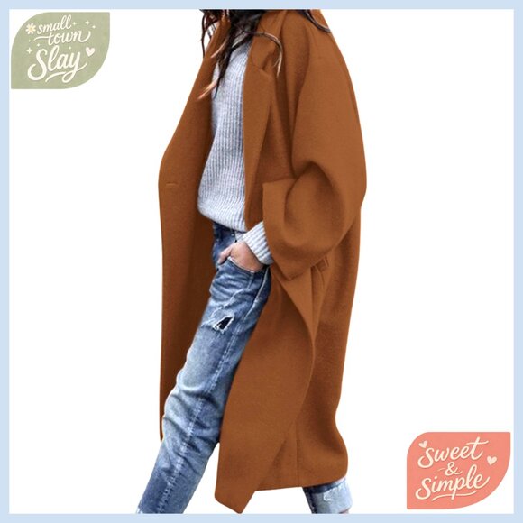 Oversized Notch Lapel Maxi Coat Dry Clean Only Loose Fit Winter Jacket